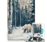Ours Polaire dans Une forêt hivernale Puzzle de 1000 pièces pour Adultes Jeu de réflexion Découpe de précision pour Toute la Famille (38x52cm)
