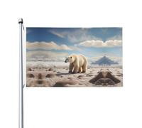 Ours polaire debout Drapeau de jardin double face 90 x 150 cm - Convient pour une utilisation toute l'année, décoration de porches, balcons et terrasses. Mât non inclus.