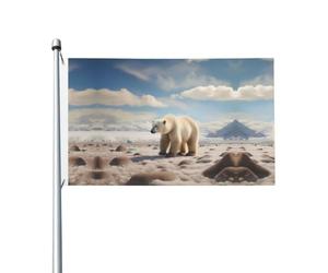 Ours polaire debout Drapeau de jardin double face 90 x 150 cm - Convient pour une utilisation toute l'année, décoration de porches, balcons et terrasses. Mât non inclus.