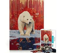 Ours Polaire en Cage sur la Glace Puzzle de 1000 pièces pour Adolescents Jeu intellectuel Temps en Famille Découpe de qualité Cadeau Unique (50x75cm)