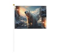 Ours polaire en hiver, drapeau imprimé double face 14 x 20,8 cm, adapté pour les activités d'équipe encourageant