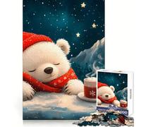 Ours Polaire endormi en Hiver Puzzle de 1000 pièces pour Adolescents Jeu de logique et de Loisirs Bordure Fine Cadeau spécial 38x52cm