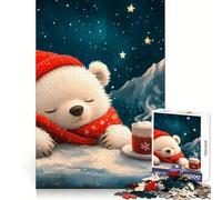 Ours Polaire endormi en Hiver Puzzle de 1000 pièces pour Adolescents Jeu de logique et de Loisirs Bordure Fine Cadeau spécial 50x75cm