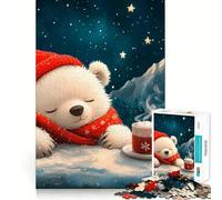 Ours Polaire endormi en Hiver Puzzle de 1000 pièces pour Adolescents Jeu de logique et de Loisirs Bordure Fine Cadeau spécial 50x75cm