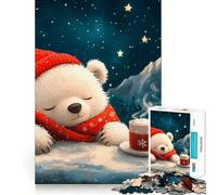 Ours Polaire endormi en Hiver Puzzle de 1000 pièces pour Adolescents Jeu de logique et de Loisirs Bordure Fine Cadeau spécial 38x52cm