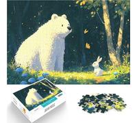 Ours Polaire et Lapin dans la forêt Puzzles de 1000 pièces pour Adolescents Jeux Jouets Cadeaux Une œuvre d'art 38x26cm