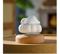 Ours polaire flottant sur nuage en lévitation magnétique - Sculpture design en bois - Décoration apaisante et cadeau plein