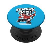 Ours Polaire Jouant au Hockey, Jeu de Mots, Puckin' Cold PopSockets PopGrip Adhésif