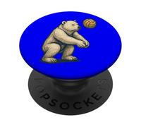 Ours Polaire Jouant au Volley-Ball s'accroupissant et frappant la Balle PopSockets PopGrip Adhésif