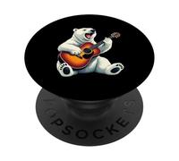 Ours Polaire Jouant de la Guitare Ours Polaire Amusant PopSockets PopGrip Adhésif