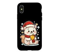 Ours Polaire Mignon Hiver avec Bonnet de Père Noël Coque pour iPhone X/XS