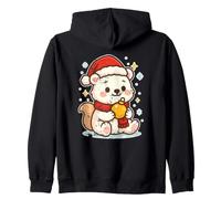 Ours Polaire Mignon Hiver avec Bonnet de Père Noël Sweat à Capuche