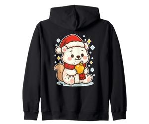 Ours Polaire Mignon Hiver avec Bonnet de Père Noël Sweat à Capuche