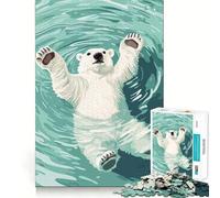 Ours Polaire nageant dans l'eau Puzzle de 1000 pièces pour Adultes Jeu de réflexion et de détente Design Original Collection (38x26cm)
