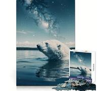 Ours Polaire nageant dans l'espace Puzzle Cosmique 1000 pièces Cadeau pour Adultes Jeu de logique Stimulant et apaisant Bords Nets (50x75cm)