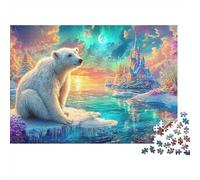 Ours Polaire près du château de Conte de fées Puzzle De 1000 Pièces Polar Bear Pattern pour Garçons, Filles, Hommes Et Femmes 38x26cm/1000pcs