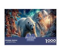 Ours Polaire Puzzle 1000 Pièces Jouet en Bois Cadeau Unique Décoration Intérieure château Aurora Borealis Challenge Toy Adultes Et Enfants À Partir De 14 Ans 38x26cm/1000pcs