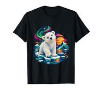 Ours Polaire rêveur au Coucher du Soleil Arctique coloré T-Shirt