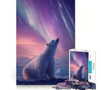Ours Polaire sous Aurore boréale Puzzle de 1000 pièces pour Adolescents, Jeu intellectuel, Moments en Famille, découpe de qualité, Cadeau Unique (50x75cm)
