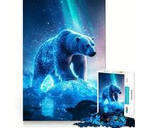 Ours Polaire sous aurores boréales Puzzle de 1000 pièces pour Adolescents Jeu intellectuel Temps en Famille Qualité supérieure Cadeau Unique (38x26cm)