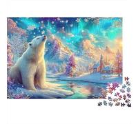 Ours Polaire sous la Neige d'Aurora Puzzle De 1000 Pièces Polar Bear Pattern Jeu De Puzzle Familial pour Adultes, Enfants Et Personnes Âgées 38x26cm/1000pcs