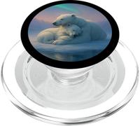 Ours Polaires Enlacés sous Aurores Boréales Hiver Arctique PopSockets PopGrip pour MagSafe