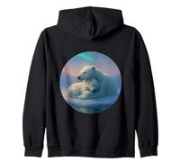 Ours Polaires Enlacés sous Aurores Boréales Hiver Arctique Sweat à Capuche