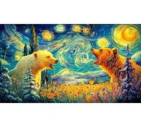 Ours près de la rivière de Montagne au Coucher du Soleil Puzzle pour Adultes 1000 pièces - Jeu Familial Amusant & Stimulant Jeu éduchatiF & Détente 75x50/1000pcs