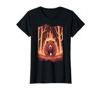 Ours Qui s'échappe des Feux de forêt T-Shirt Graphique avec Valeur, Femme, Noir, L