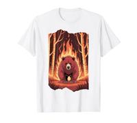 Ours Qui s'échappe des Feux de forêt T-Shirt Graphique avec Valeur, Homme, Blanc, S