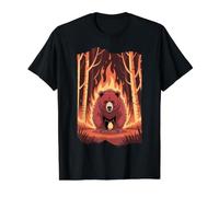 Ours Qui s'échappe des Feux de forêt T-Shirt Graphique avec Valeur, Homme, Noir, S