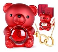 Ours Rose Eternelle avec Bijoux Cachée, Ourson avec Rose Eternel, Cadeau Saint Valentin pour Femme, Cadeau Anniversaire Femme