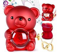 Ours Rose Eternelle avec Collier, Ourson avec Rose Eternel, Cadeau Saint Valentin pour Femme, Ours Boîte à Musique Manivelle, Cadeau Noël, Gift Anniversaire Femme, Gift Fête des Mères pour Maman