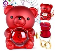 Ours Rose Eternelle Avec Collier, Ourson Avec Rose Eternel, Cadeau Saint Valentin Pour Femme, Ours Boîte À Musique Manivelle,[Z87]