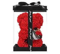 Ours rose - Ours éternel dans une boîte transparente, 9,45 pouces, nounours rose fait à la main | Cadeau décoratif romantique pour la Saint-Valentin, cadeau pour la fête des mères pour elle, déc