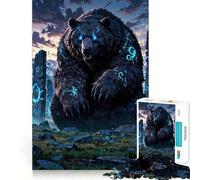 Ours runique Antique︰ Gardien des Pierres mystiques Puzzle 1000 pièces Entraînement Mental Amusant Pièces nettes et sans bavures Activité captivante pour des soirées tranquilles (50x75cm)