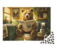 Ours Salle De Bain Journal Puzzle, 1000 Pièces Jeu D'intérieur Adulte | 38x26cm Carton, Exercice Cérébral, Ajustement Précis, Amateurs D'art, Réduction Du Stress
