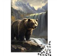 Ours Sauvage Debout 1000 Pièces Premium Carton Peinture de Paysage Naturel Puzzle Set, Défi Éducatif Adultes/Adolescents, Soulagement Stress, Cadeau Famille/Partenaires 70x50cm/1000pcs