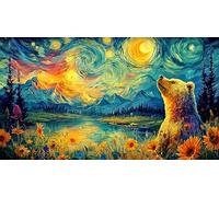 Ours Shaped Mountain Landscape Under Full Moon Puzzle 1000 pièces - Papier recyclé Jeu éduchatiF & Détente Cadeau pour Adultes et Enfants 38x26/1000pcs
