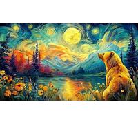 Ours Shaped Mountain Landscape Under Full Moon Puzzle 1000 pièces pour Adultes et Enfants - Activité Familiale Jeu éduchatiF & Détente Cadeau 38x26/1000pcs