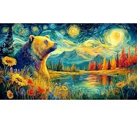 Ours Shaped Mountain Landscape Under Full Moon Puzzle pour Adultes 1000 pièces - Jeu éduchatiF Stimulant & Détente pour Adultes et Enfants 75x50/1000pcs
