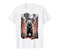 Ours Spirituel primitif sous la Pleine Lune T-Shirt Graphique avec Valeur