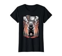 Ours Spirituel primitif sous la Pleine Lune T-Shirt Graphique avec Valeur