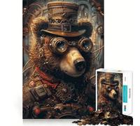Ours Steampunk Animal,Puzzle de 1000 pièces pour Adolescents,Jeu de Concentration mentale,Découpe de précision,Bords Lisses, pour Les fêtes (38x52cm)