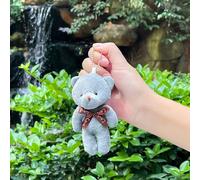 Ours Teddy Mignon En Peluche Avec Porte-Clés Et Pendentif Pour Sac Cadeau En Gros Jouet Doux De Poupée Gris Environ 12cm