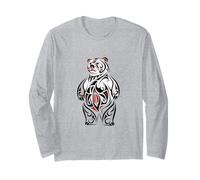 Ours tribal debout rouge noir blanc Manche Longue