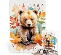 Ourson avec des Feuilles d'automne Puzzles de 1000 pièces pour Adolescents Impossible Car C'est Un pour Toute la Famille 38x26cm