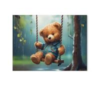 Ourson en peluche sur une balançoire,Peinture par Numero Adulte, Cadeau de Peinture à l'huile de Bricolage numérique pour Enfants Adultes Peindre par Nombre Kits(40x50cm)15.7x19.6 pouces-AD5