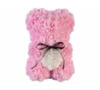 Ourson en roses artificielles avec boîte cadeau - coloris rose Infactory