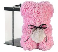 Ourson en roses artificielles avec boîte cadeau - coloris rose [infactory]